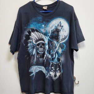 Skeleton and Wolves T-Shirt Size XL